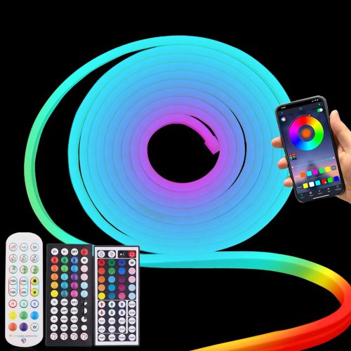 TUYA Neon LED Strip Lights 5V Neon Rope Light 72LEDs/M Silicone with Music Sync RGBIC Dreamcolor Chasing Strip Tape for Room